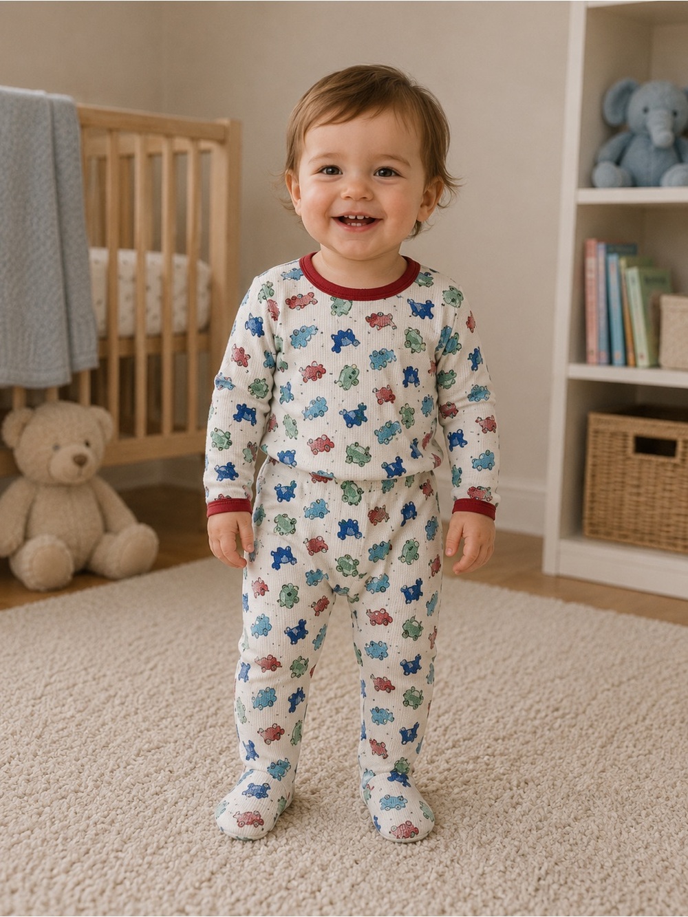 Vintage carters pajamas 2pc snap together top and bottom footed 12-18 months